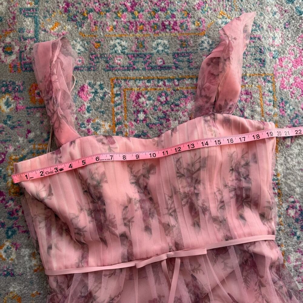 Marchesa Notte Blush Pink Floral Tulle Formal Gown Maxi Dress Women’s Size 18 - Picture 8 of 12